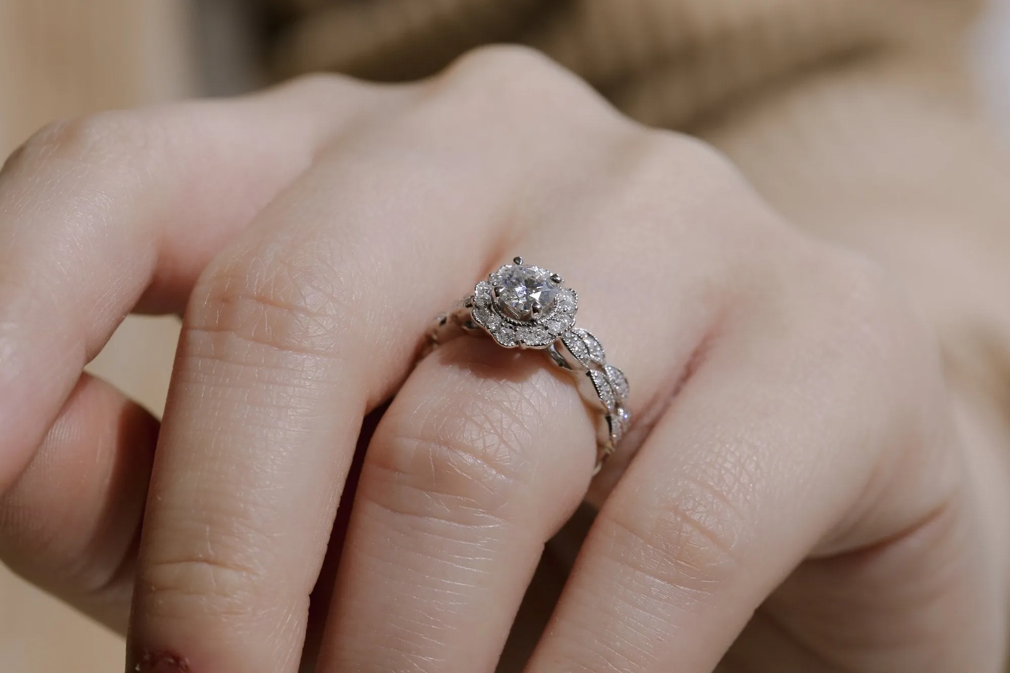 0.88ct Natural Floral Spring Bridal Set