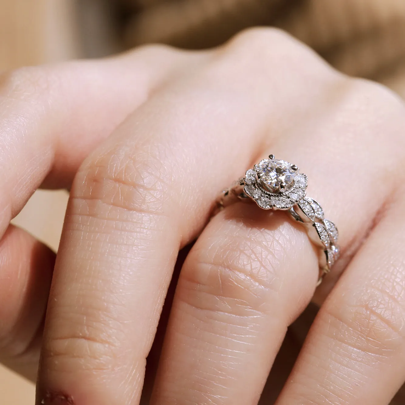 0.88ct Natural Floral Spring Bridal Set