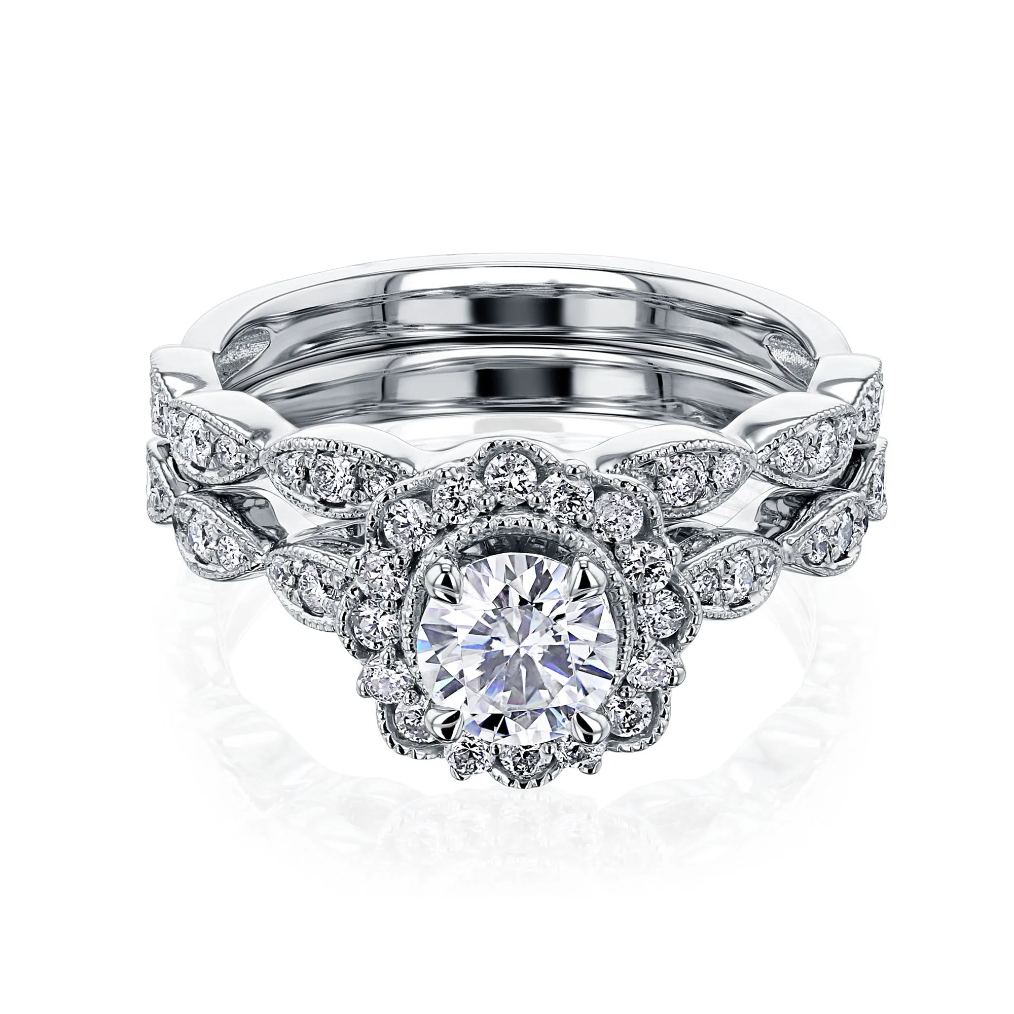 0.88ct Natural Floral Spring Bridal Set