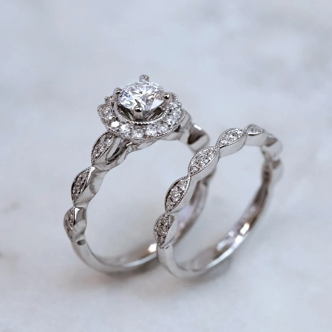 0.88ct Natural Floral Spring Bridal Set