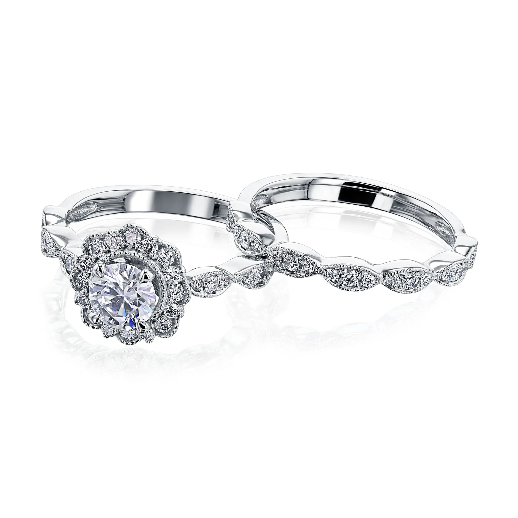 0.88ct Natural Floral Spring Bridal Set