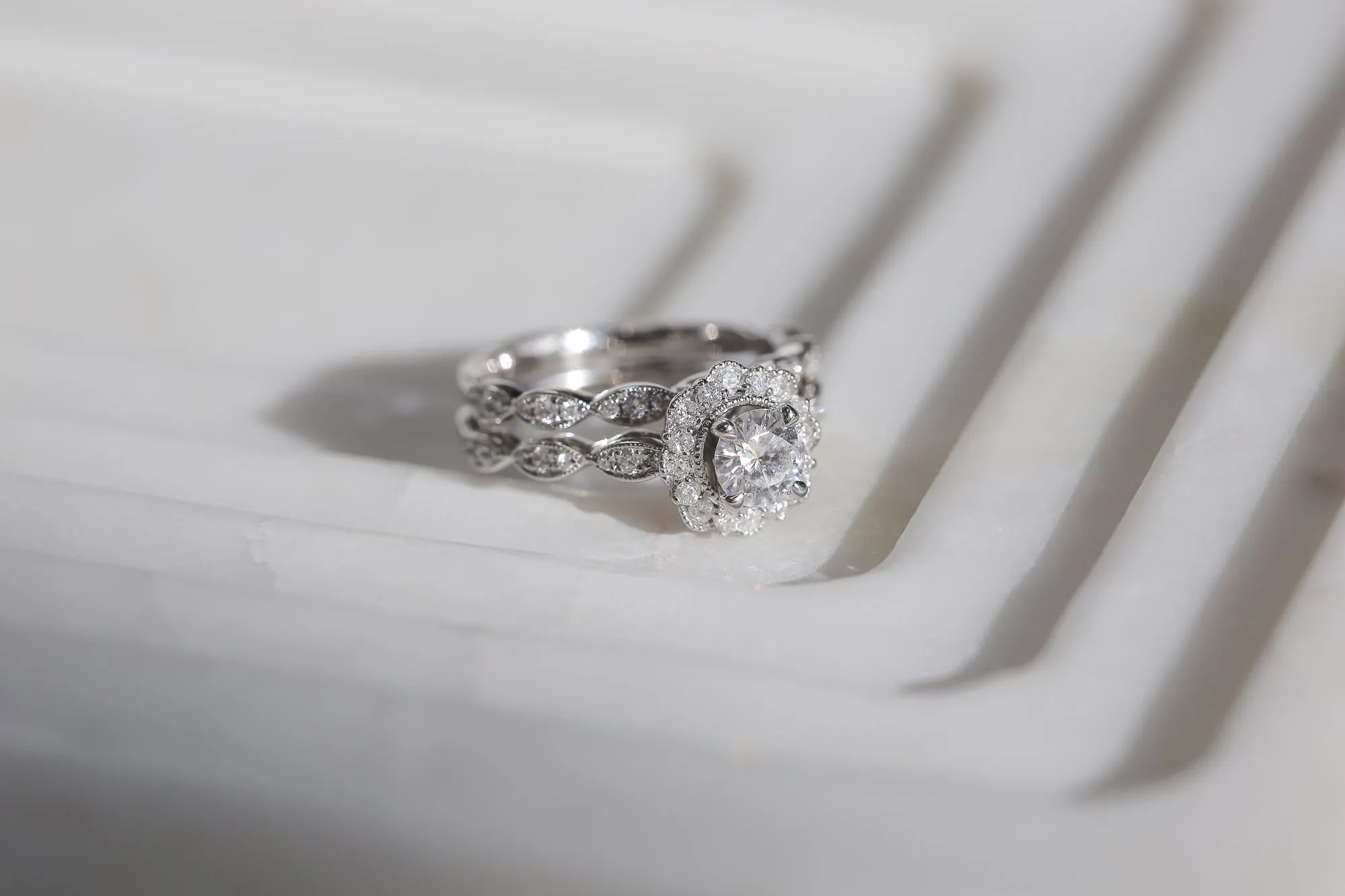 0.88ct Natural Floral Spring Bridal Set