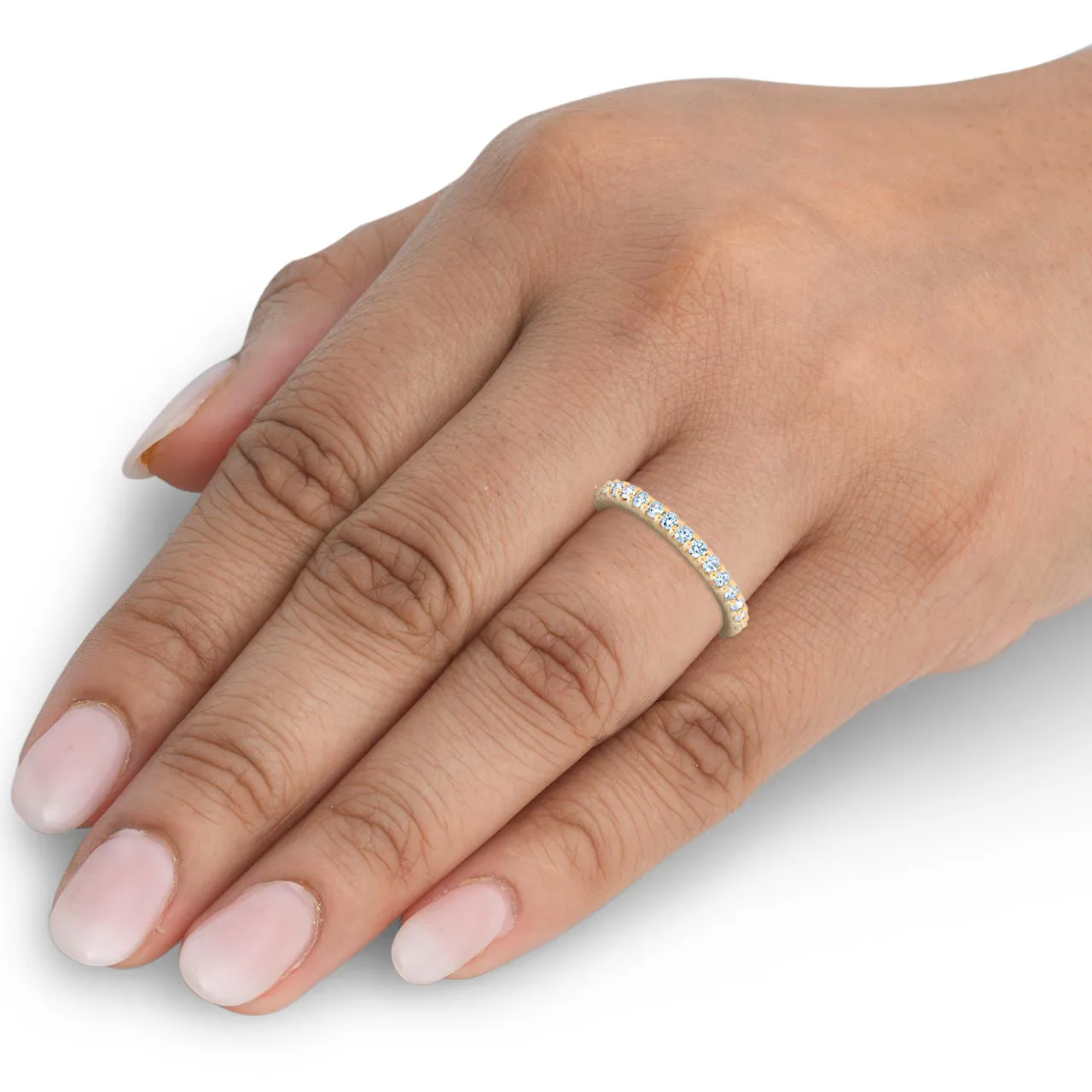 1 Ct Diamond Wedding Eternity Ring Lab Grown 14k Yellow Gold