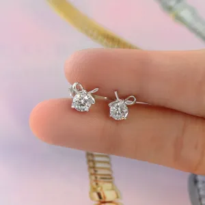 1 CTW Bow Earrings, Platinum Plated Sterling Silver