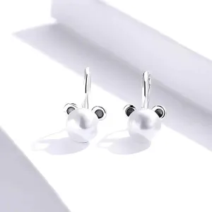 100% 925 Sterling Silver Cute Bear Dangle Earrings Charm Jewelry WES36