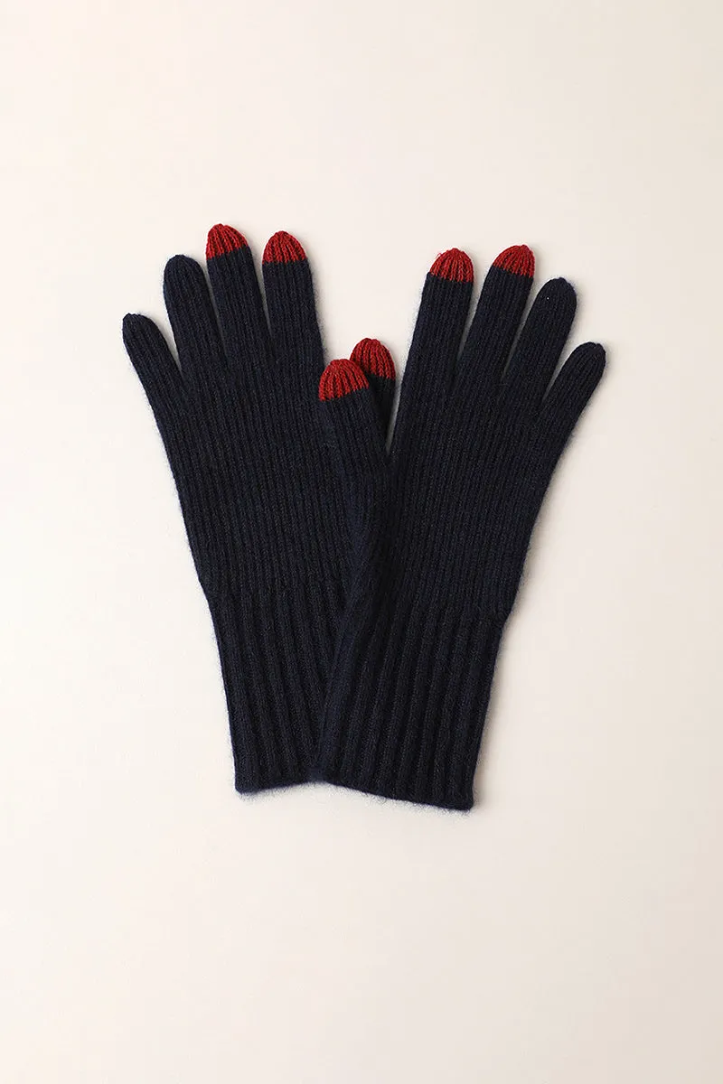 100 Cashmere Long Ribbed Knit Touchscreen Gloves