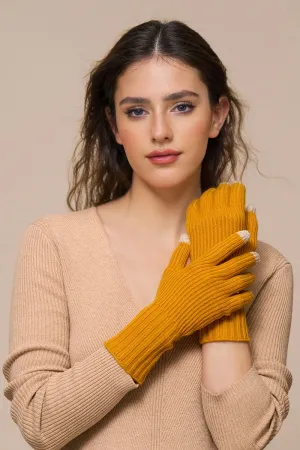 100 Cashmere Long Ribbed Knit Touchscreen Gloves