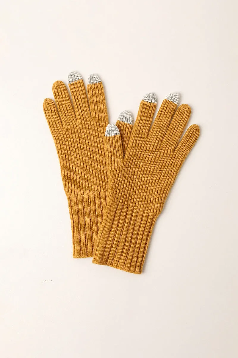 100 Cashmere Long Ribbed Knit Touchscreen Gloves