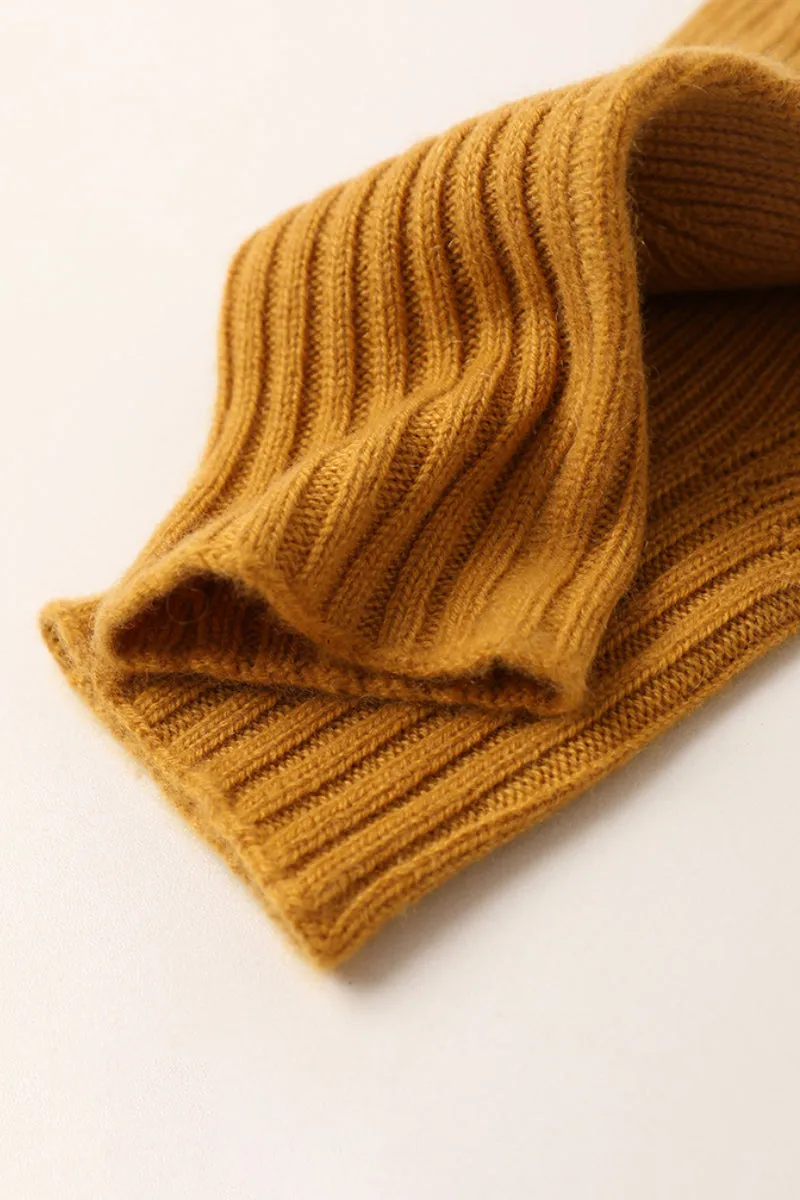 100 Cashmere Long Ribbed Knit Touchscreen Gloves