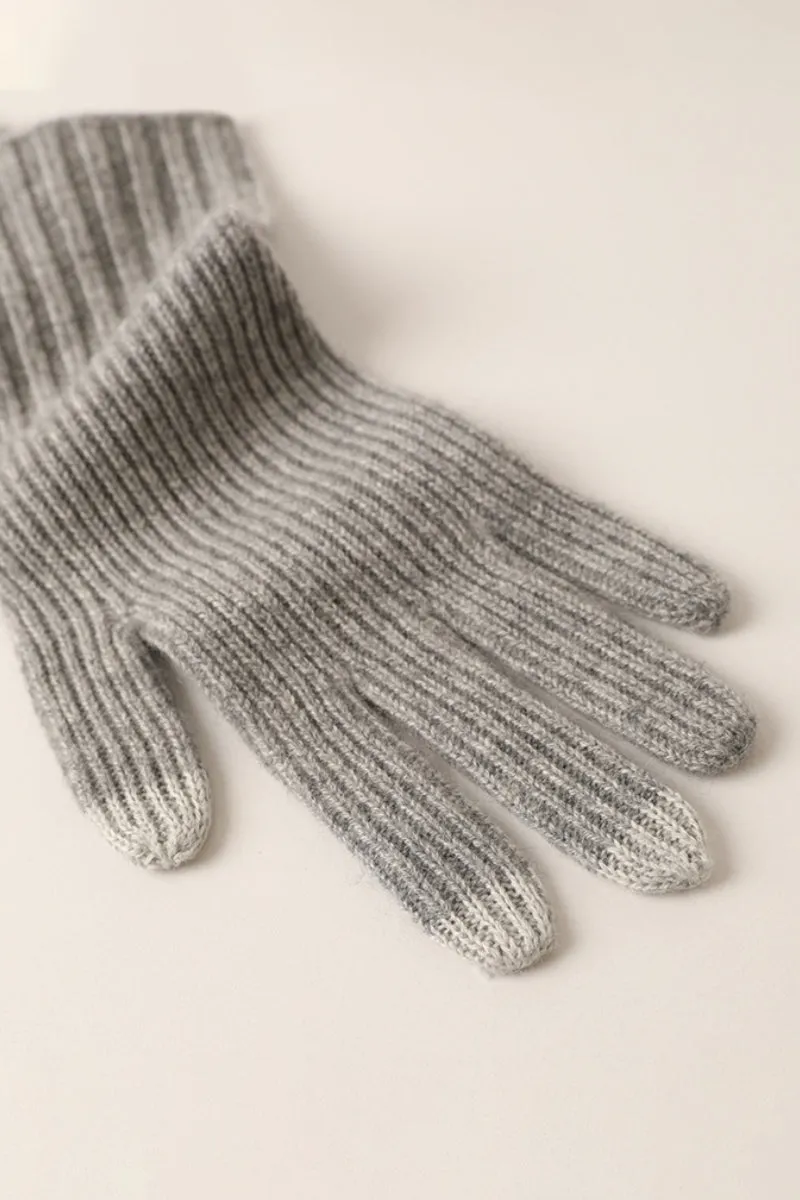 100 Cashmere Long Ribbed Knit Touchscreen Gloves