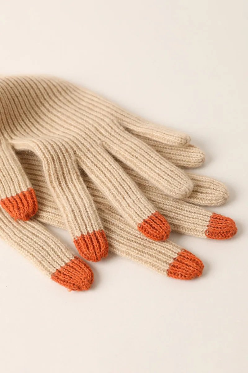 100 Cashmere Long Ribbed Knit Touchscreen Gloves
