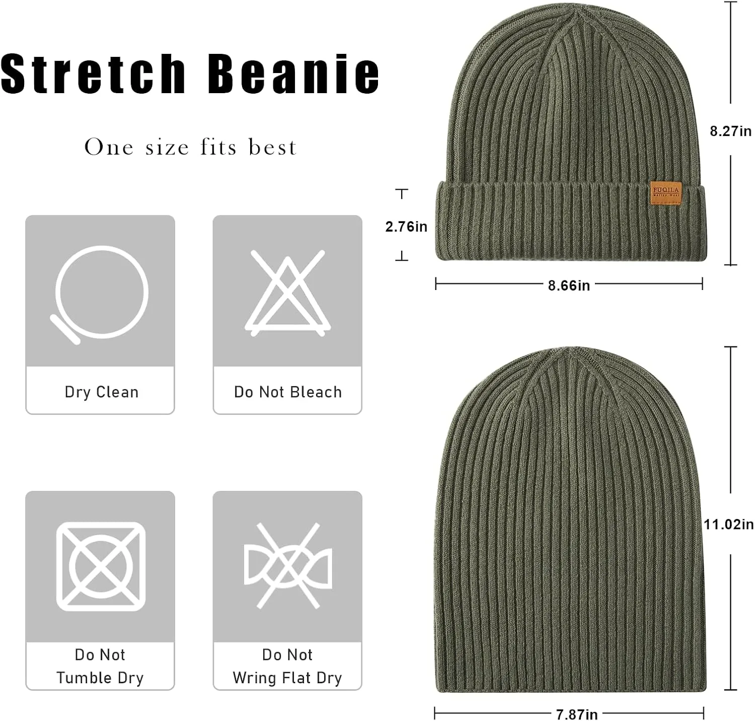 100% Merino Wool Cuff Beanie Hat, Unisex Warm Winter Caps Soft, Breathable & Cozy Stretchy Knitted Cuffed Cap