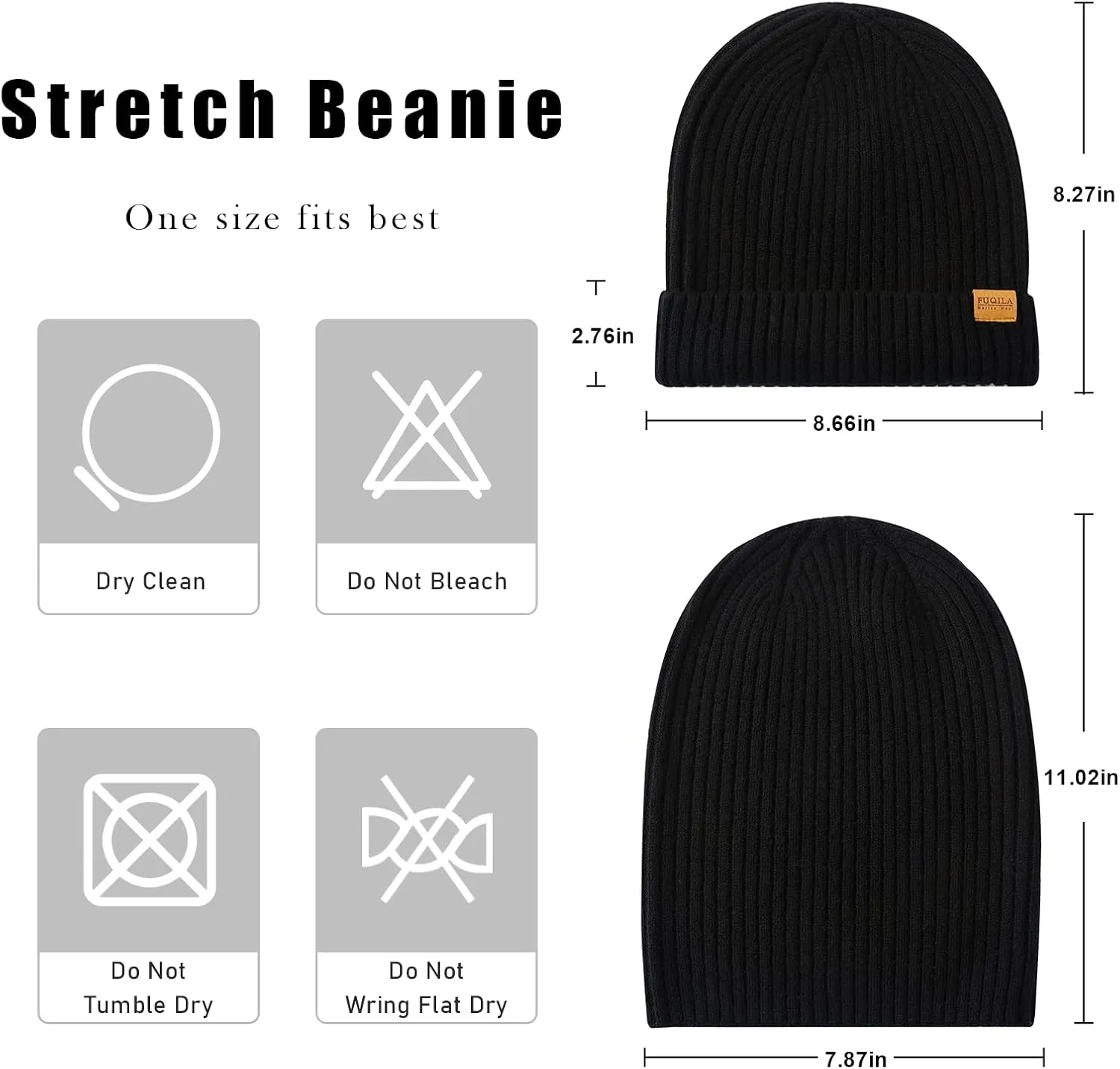 100% Merino Wool Cuff Beanie Hat, Unisex Warm Winter Caps Soft, Breathable & Cozy Stretchy Knitted Cuffed Cap