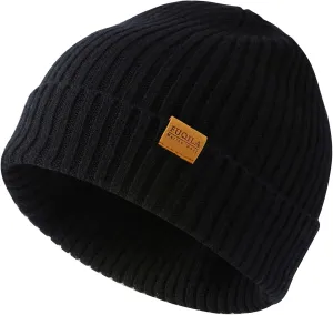 100% Merino Wool Cuff Beanie Hat, Unisex Warm Winter Caps Soft, Breathable & Cozy Stretchy Knitted Cuffed Cap