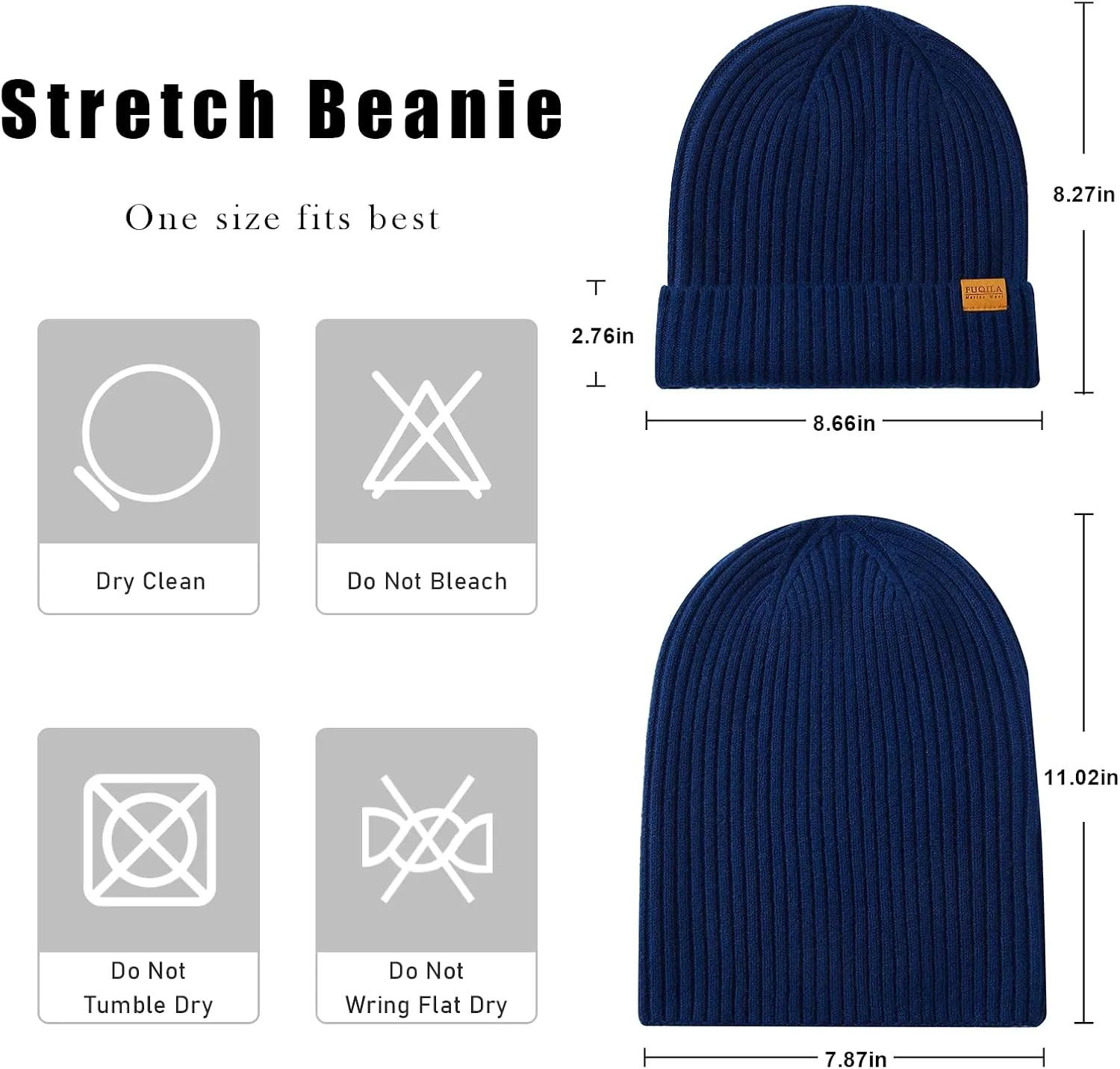 100% Merino Wool Cuff Beanie Hat, Unisex Warm Winter Caps Soft, Breathable & Cozy Stretchy Knitted Cuffed Cap