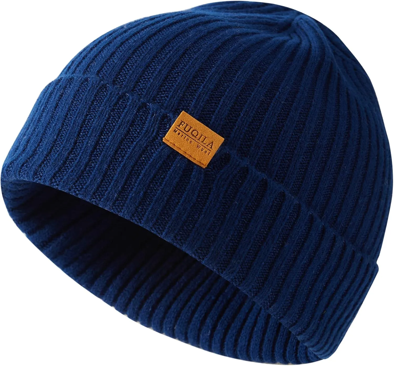 100% Merino Wool Cuff Beanie Hat, Unisex Warm Winter Caps Soft, Breathable & Cozy Stretchy Knitted Cuffed Cap