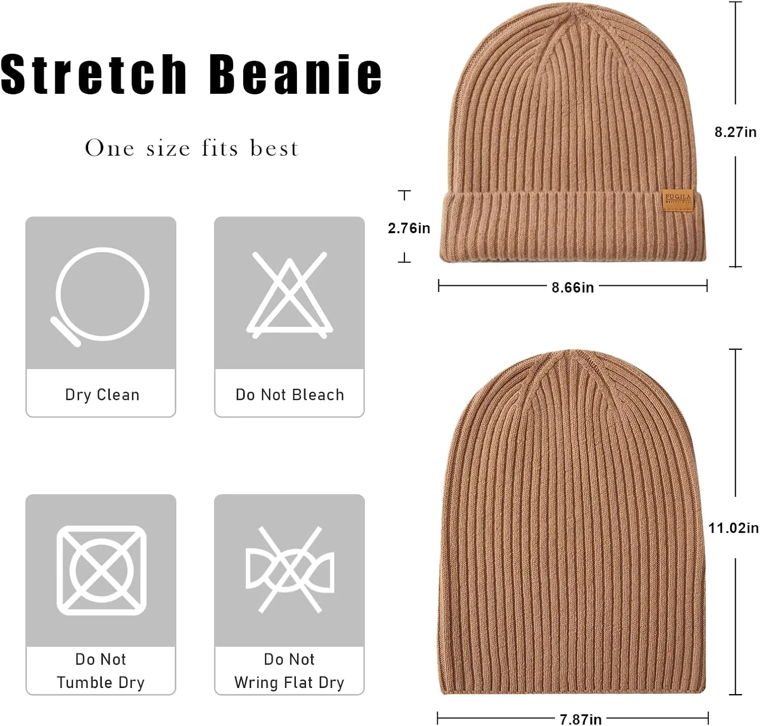 100% Merino Wool Cuff Beanie Hat, Unisex Warm Winter Caps Soft, Breathable & Cozy Stretchy Knitted Cuffed Cap