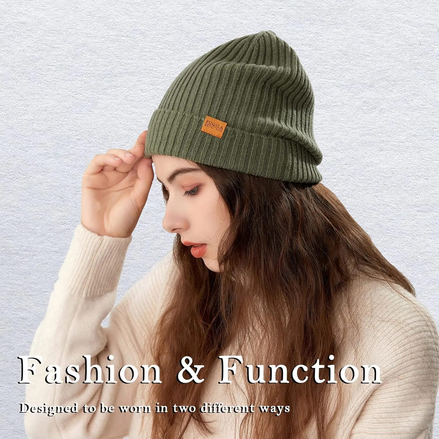 100% Merino Wool Cuff Beanie Hat, Unisex Warm Winter Caps Soft, Breathable & Cozy Stretchy Knitted Cuffed Cap