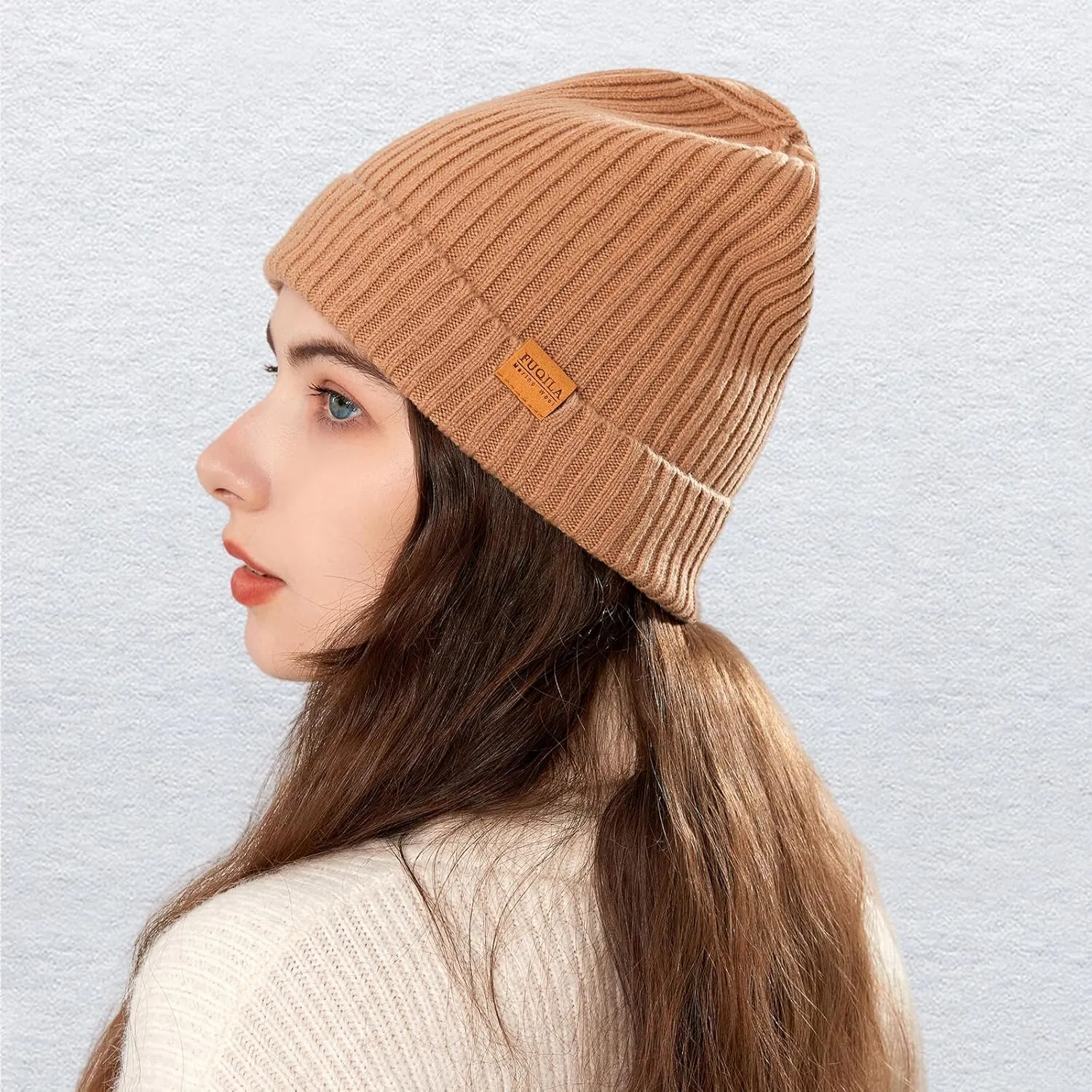 100% Merino Wool Cuff Beanie Hat, Unisex Warm Winter Caps Soft, Breathable & Cozy Stretchy Knitted Cuffed Cap