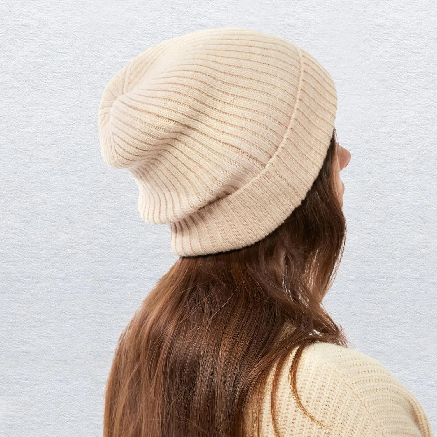 100% Merino Wool Cuff Beanie Hat, Unisex Warm Winter Caps Soft, Breathable & Cozy Stretchy Knitted Cuffed Cap