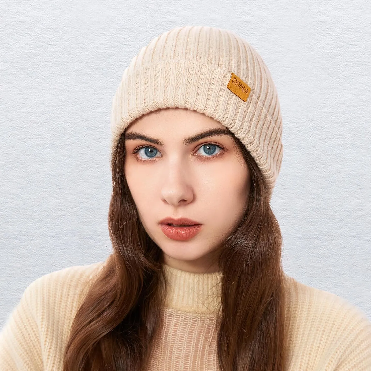 100% Merino Wool Cuff Beanie Hat, Unisex Warm Winter Caps Soft, Breathable & Cozy Stretchy Knitted Cuffed Cap