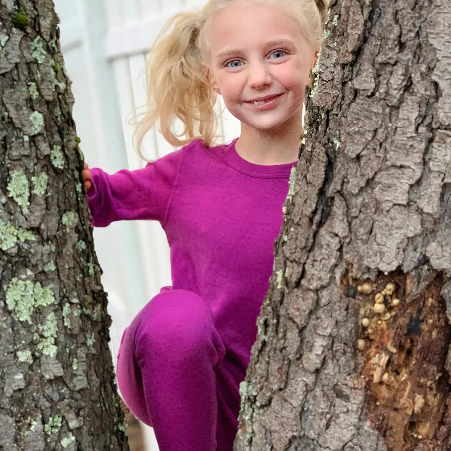 100% Merino Wool Kids Base Layer Midweight Crew Top - Warm Long Sleeve Shirt