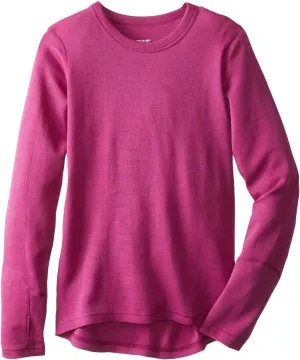 100% Merino Wool Kids Base Layer Midweight Crew Top - Warm Long Sleeve Shirt