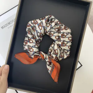 100% Silk Scarf for Women - Korean Style Decorative Neck Scarf with Floral Pattern
