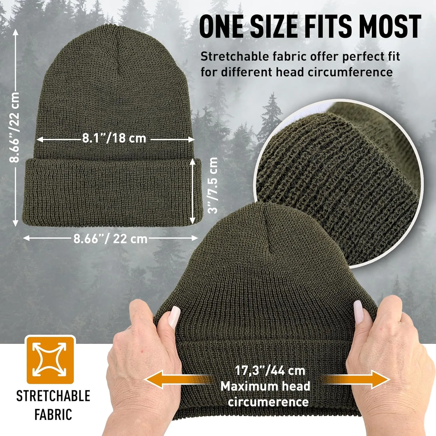 100% Wool GI Watch Cap  Warm Wool Beanie, Winter Hat for Outdoor, Hiking, Skiing & Cold Weather, Made in USA