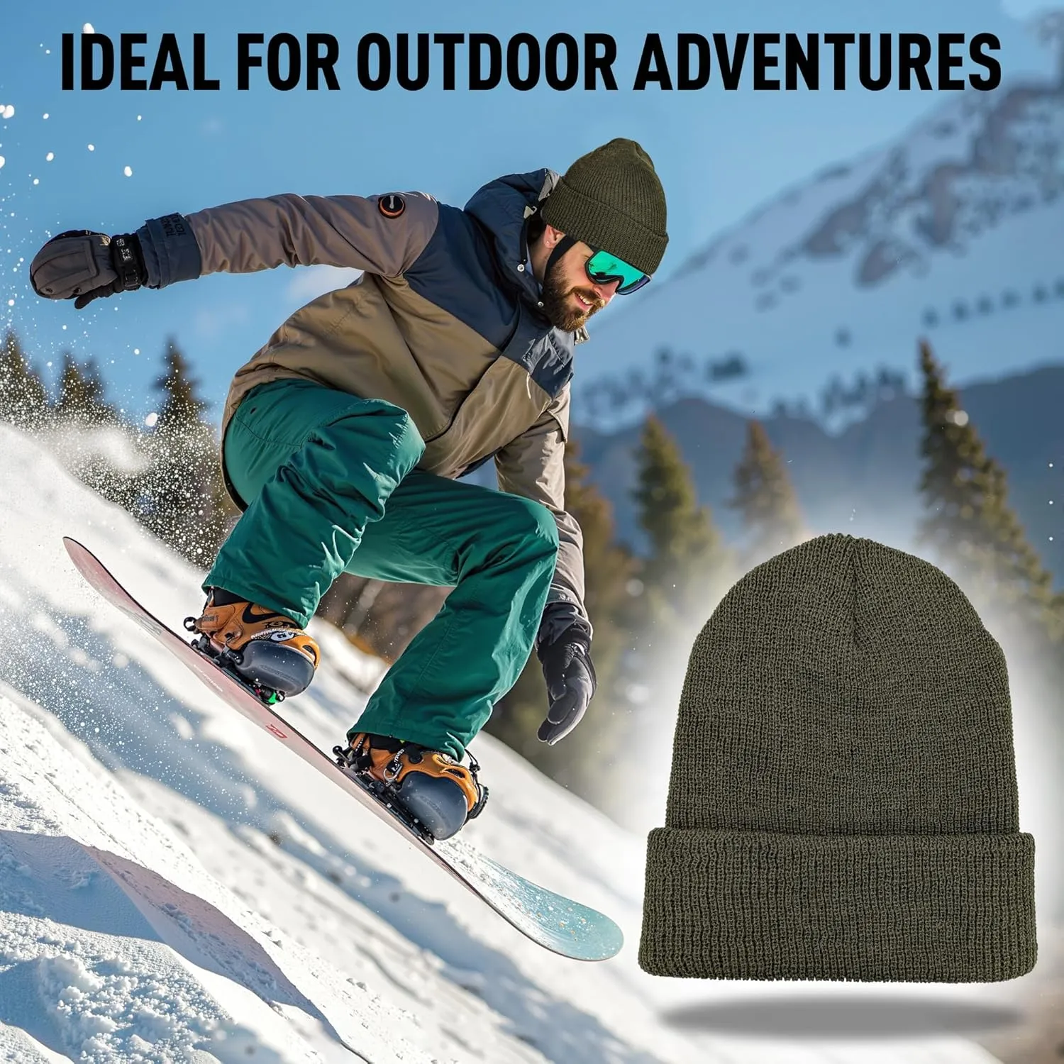 100% Wool GI Watch Cap  Warm Wool Beanie, Winter Hat for Outdoor, Hiking, Skiing & Cold Weather, Made in USA