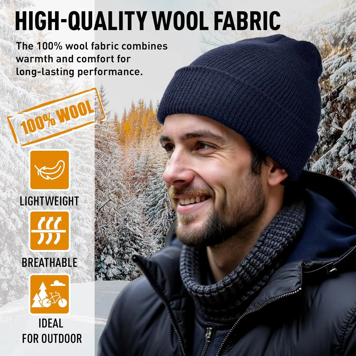100% Wool GI Watch Cap  Warm Wool Beanie, Winter Hat for Outdoor, Hiking, Skiing & Cold Weather, Made in USA