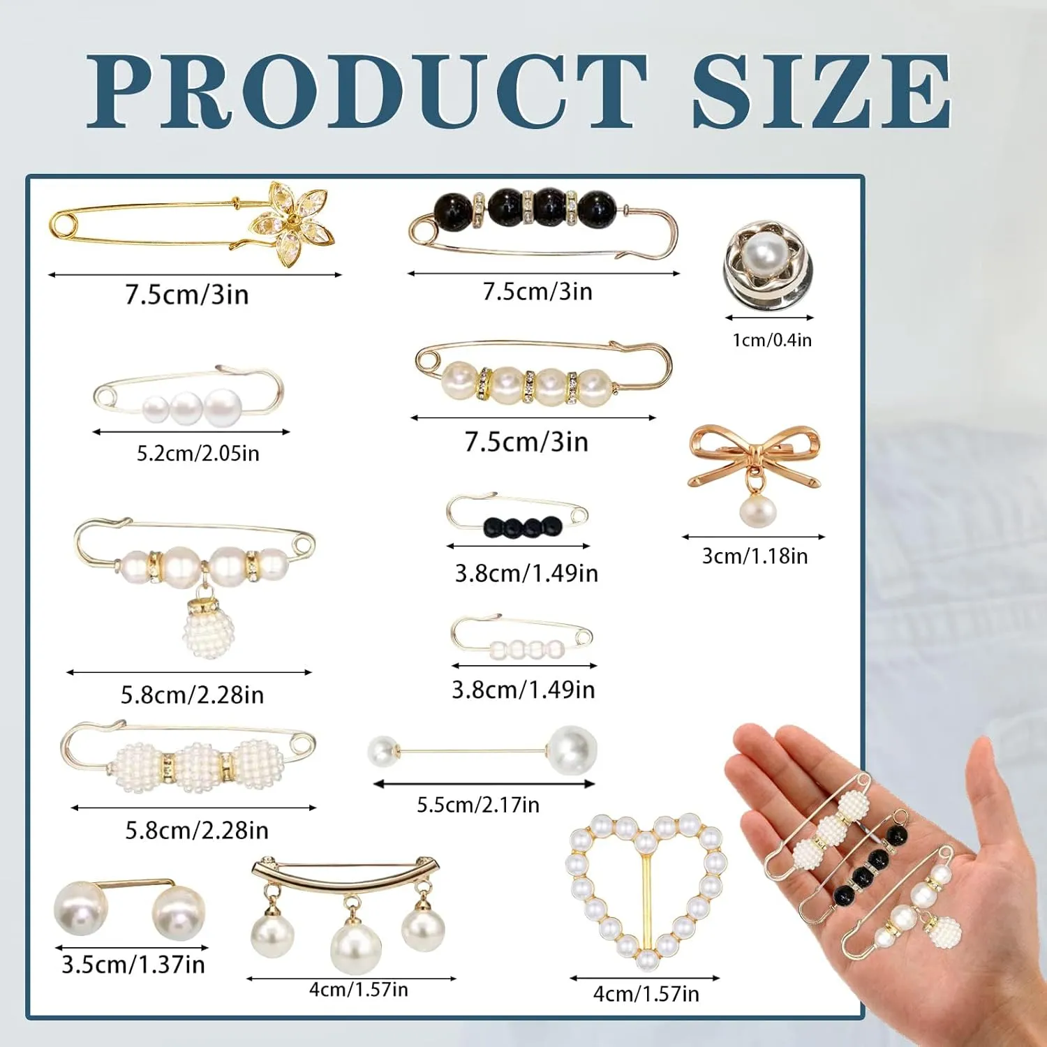 12-45PCS Scarf Ring Clip Pearl Brooch Pins - T-shirt Sweater Shawl Ties Clips Clothes Corner Knotted Button Fashion Metal Round Circle Shirt Clip Buckle Brooches for Women Girls Gift