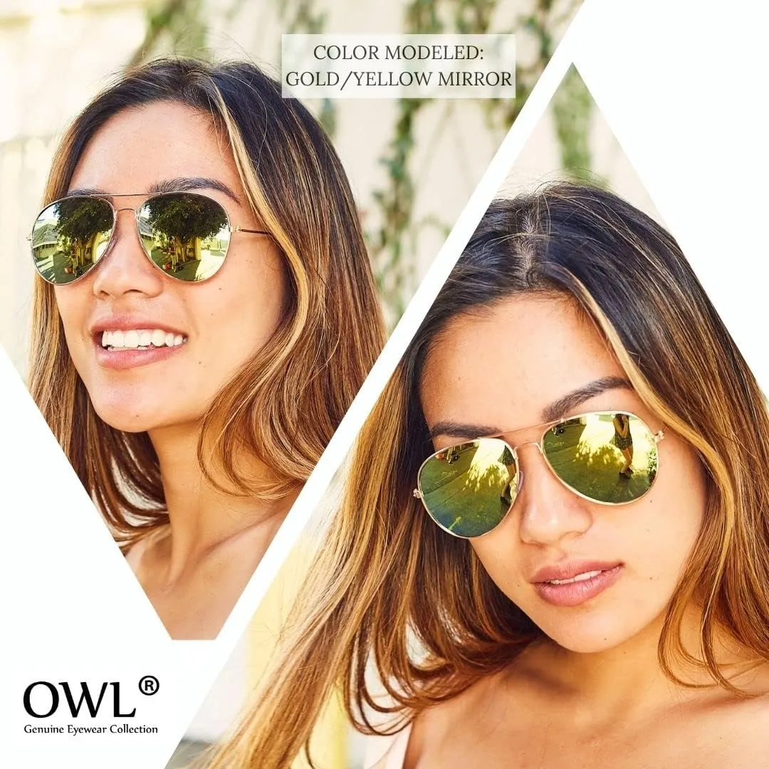 12 Pack Aviator Sunglasses Mirrored Lens, Womens Mens Wholesale Eyewear with Black, Silver, Gold Frames