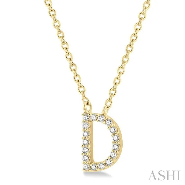 1/20 ctw Initial 'D' Round Cut Diamond Pendant With Chain in 14K Yellow Gold