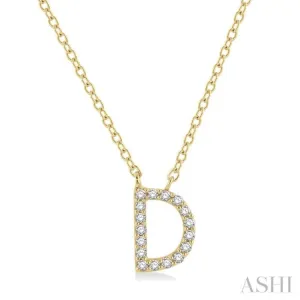 1/20 ctw Initial 'D' Round Cut Diamond Pendant With Chain in 14K Yellow Gold