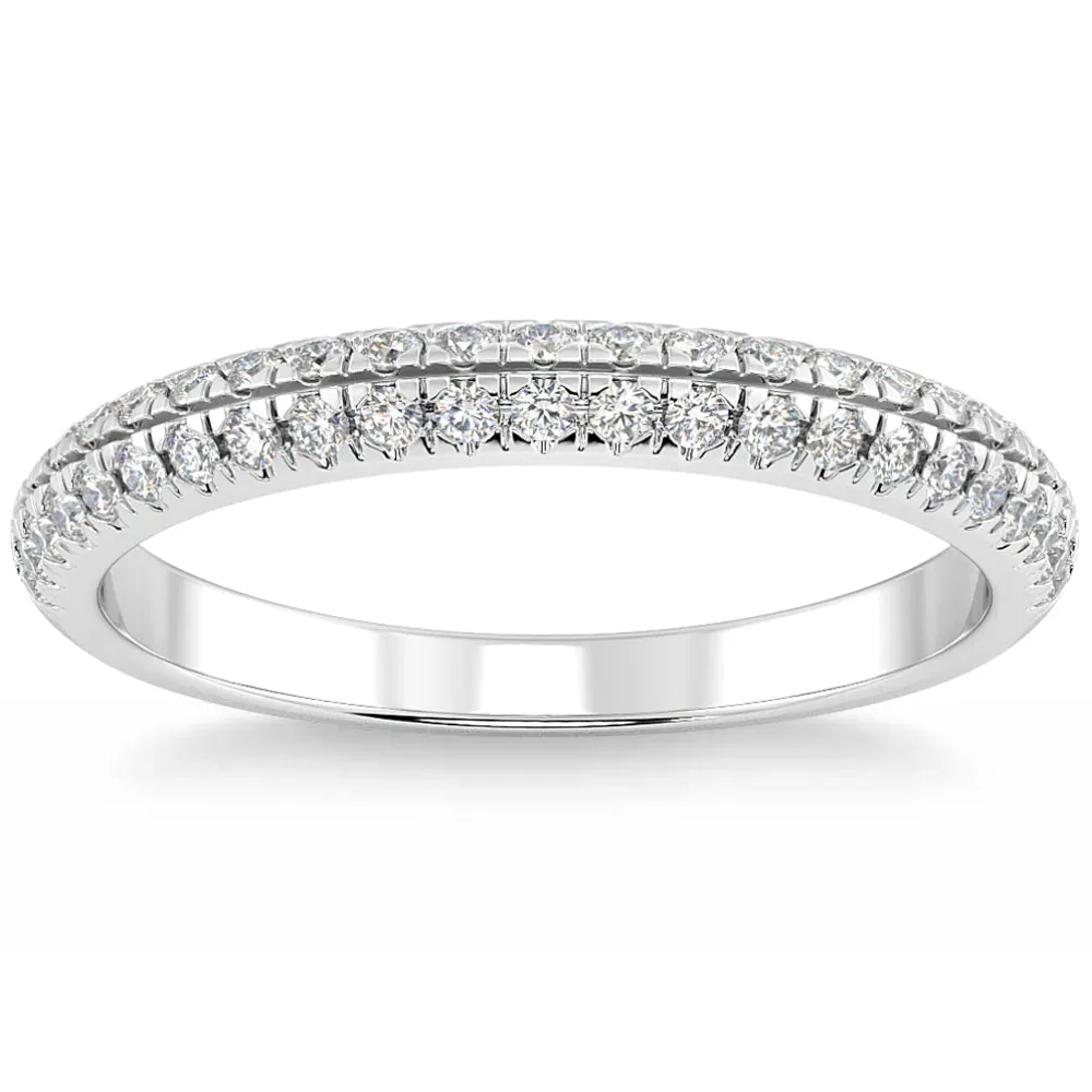 1/2Ct Pave Diamond Wedding Ring 14k Gold Stackable Band Lab Grown