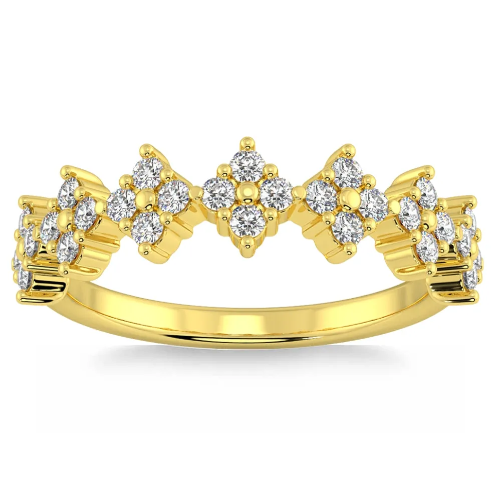 1/2Ct TW Round Diamond Wedding Ring 14k Gold Stackable Band Lab Grown