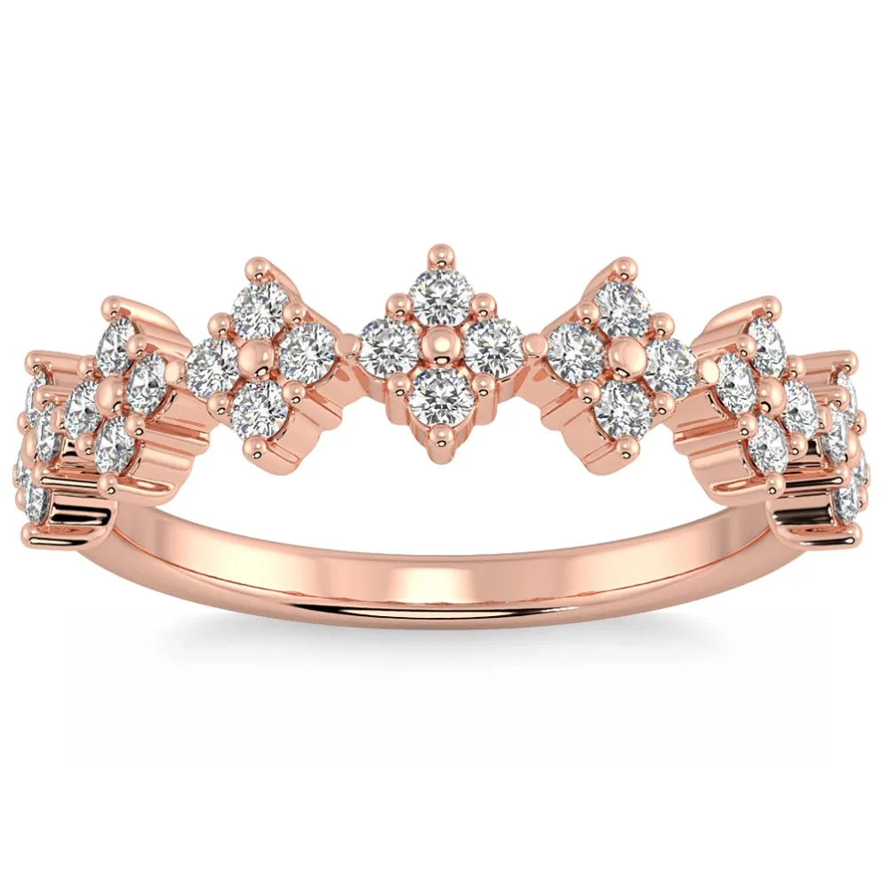 1/2Ct TW Round Diamond Wedding Ring 14k Gold Stackable Band Lab Grown