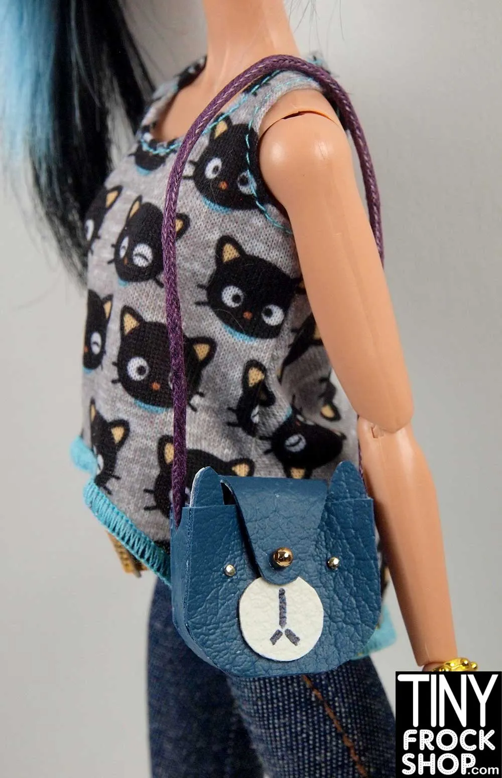 12" Fashion Doll Handmade Blue Bear Handbag