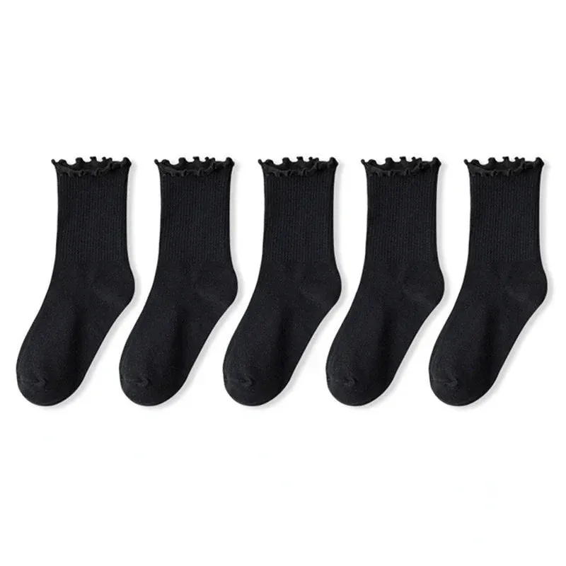 1/3/5 Pack Cotton Ruffles Ankle Socks