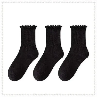 1/3/5 Pack Cotton Ruffles Ankle Socks