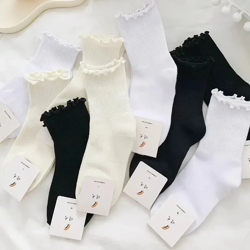 1/3/5 Pack Cotton Ruffles Ankle Socks