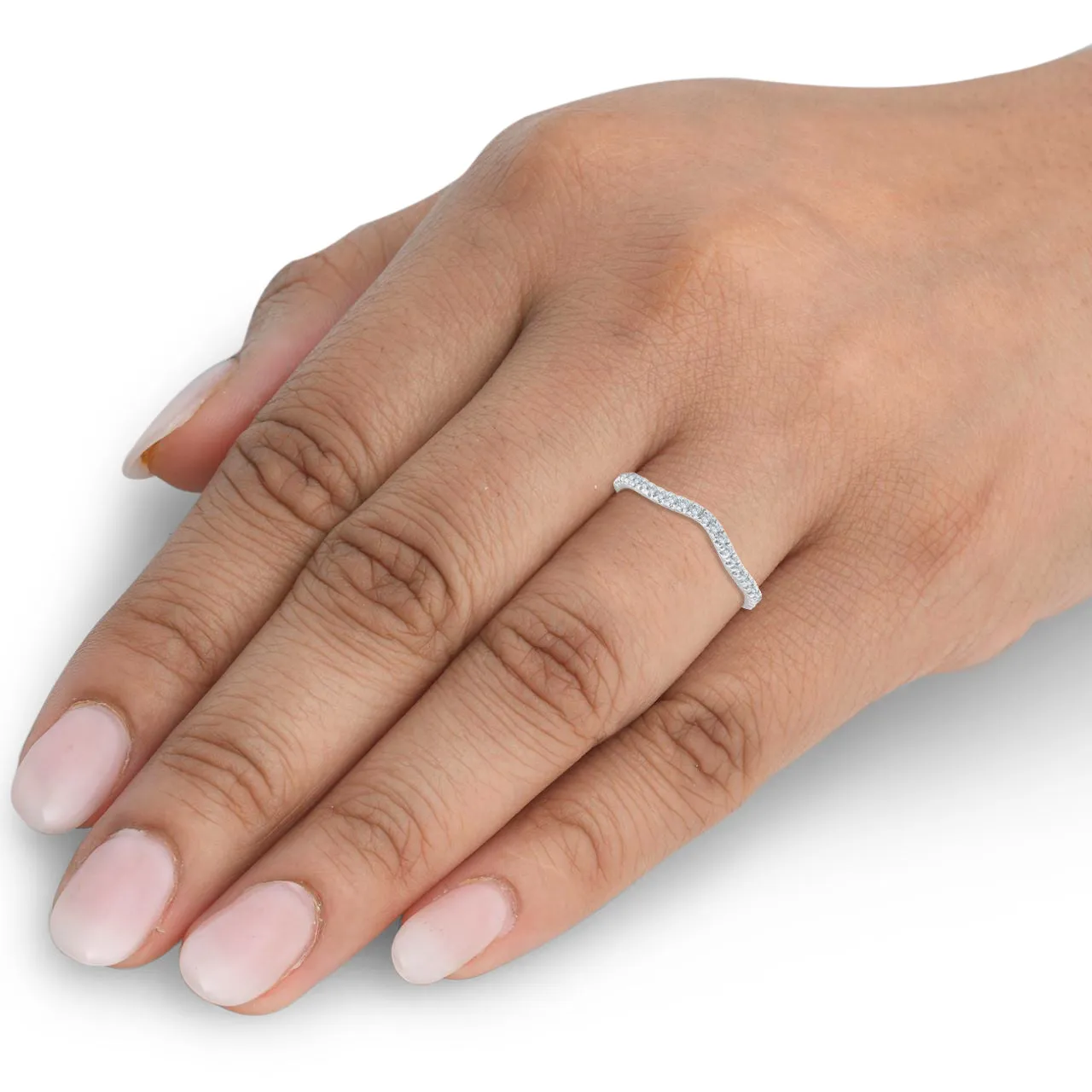 1/4 Ct Curved Diamond Guard Enhancer Wedding Ring 10k White Gold