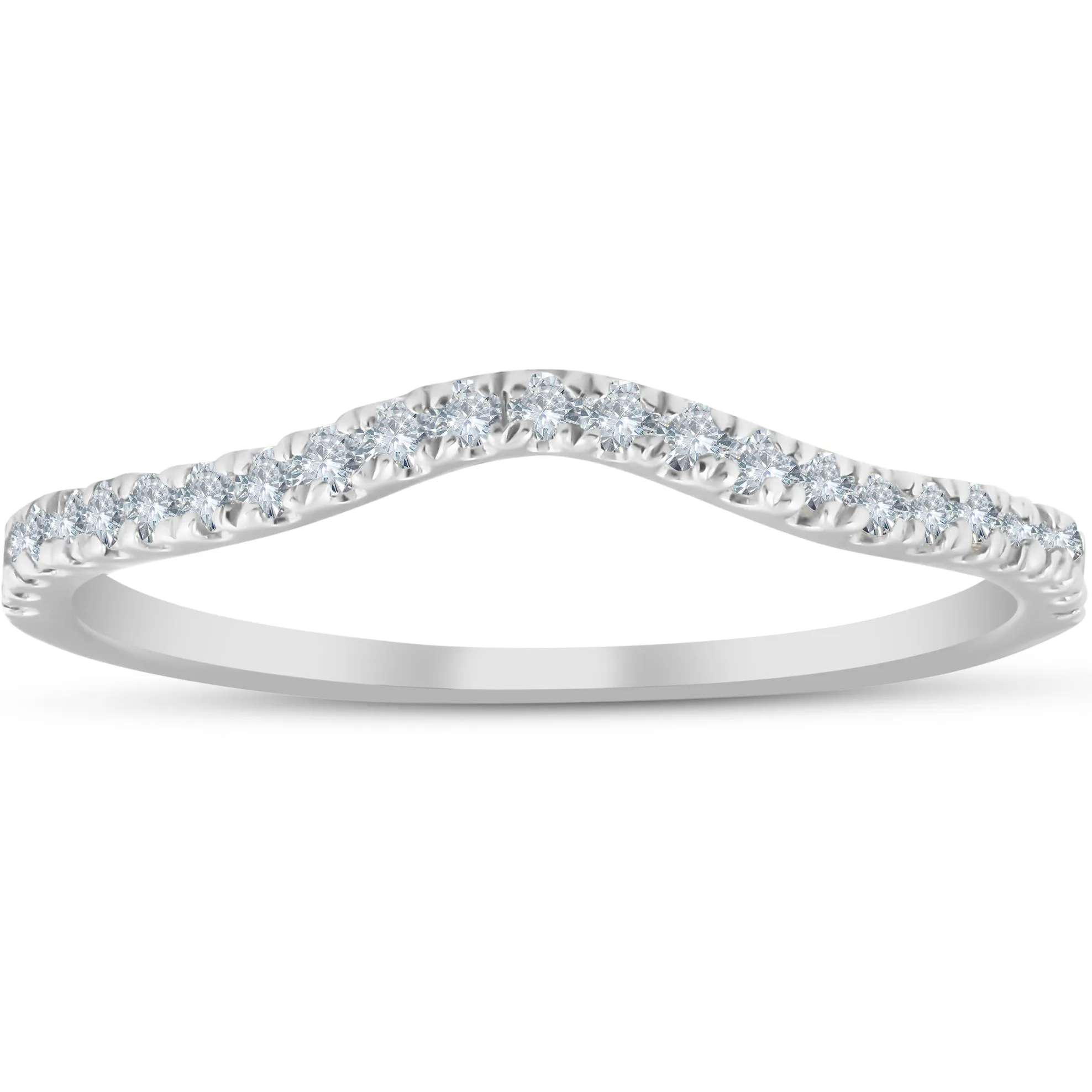 1/4 Ct Curved Diamond Guard Enhancer Wedding Ring 10k White Gold