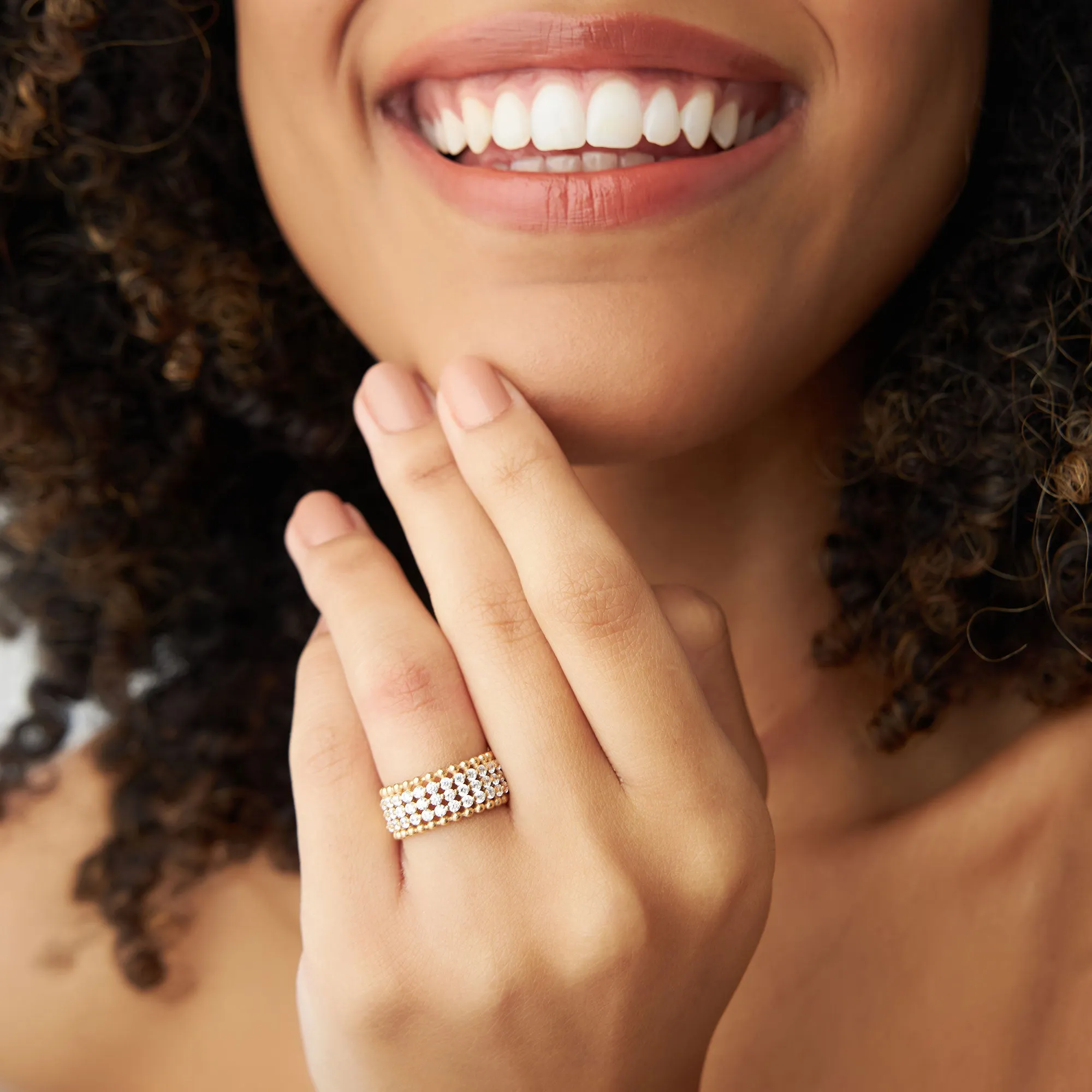 14k Floating Diamond Bubble Band
