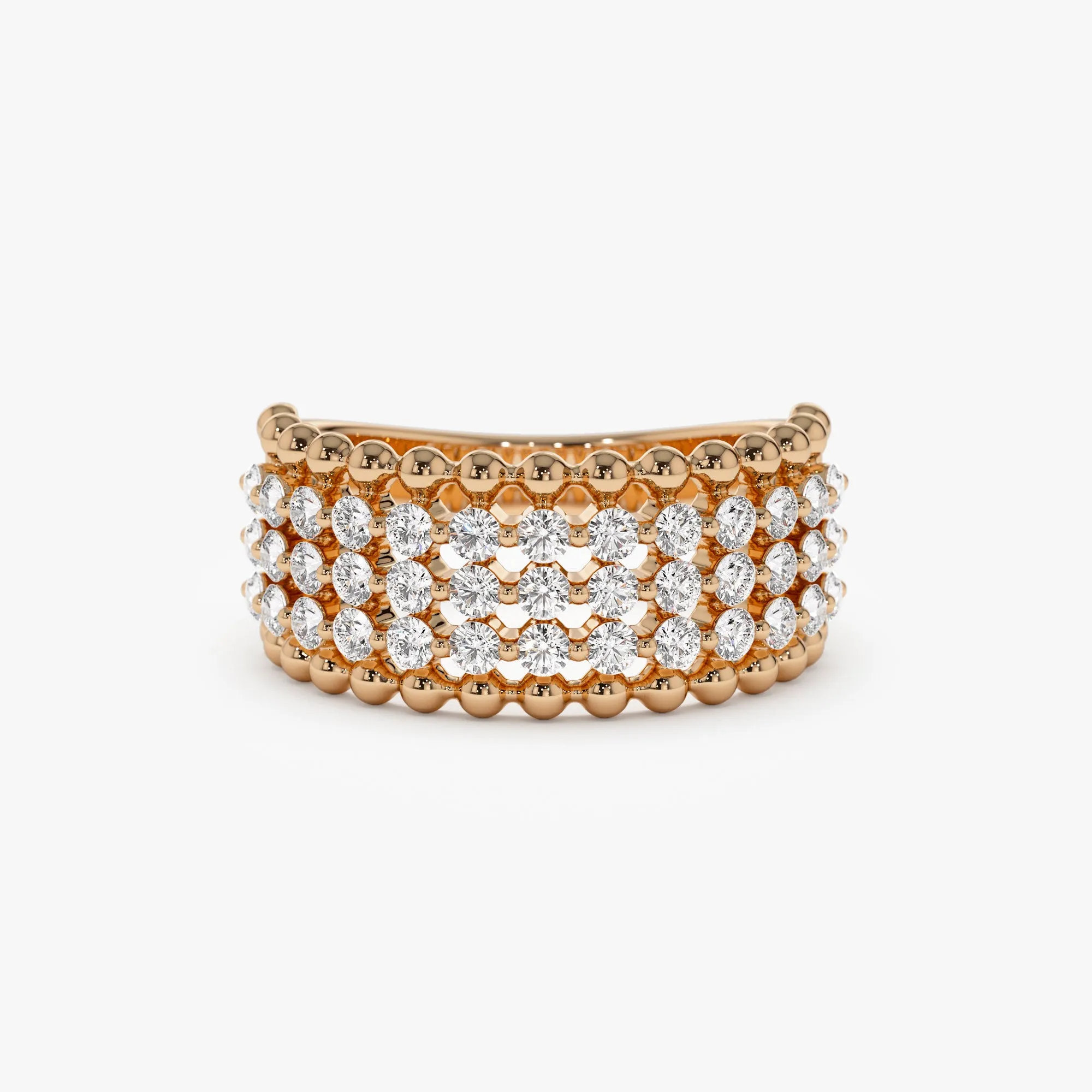 14k Floating Diamond Bubble Band