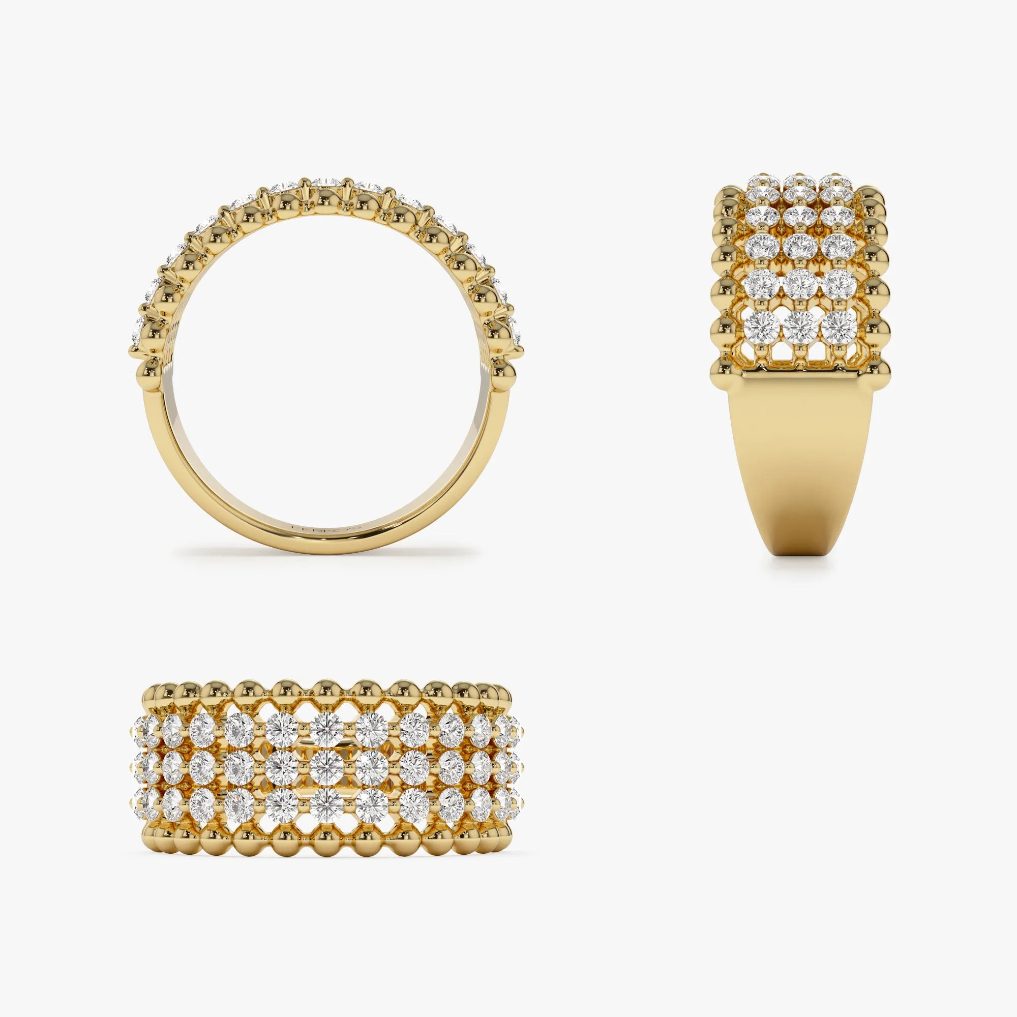 14k Floating Diamond Bubble Band