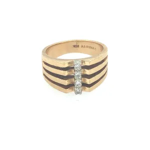 14k Gold and Diamond Modernist Ring