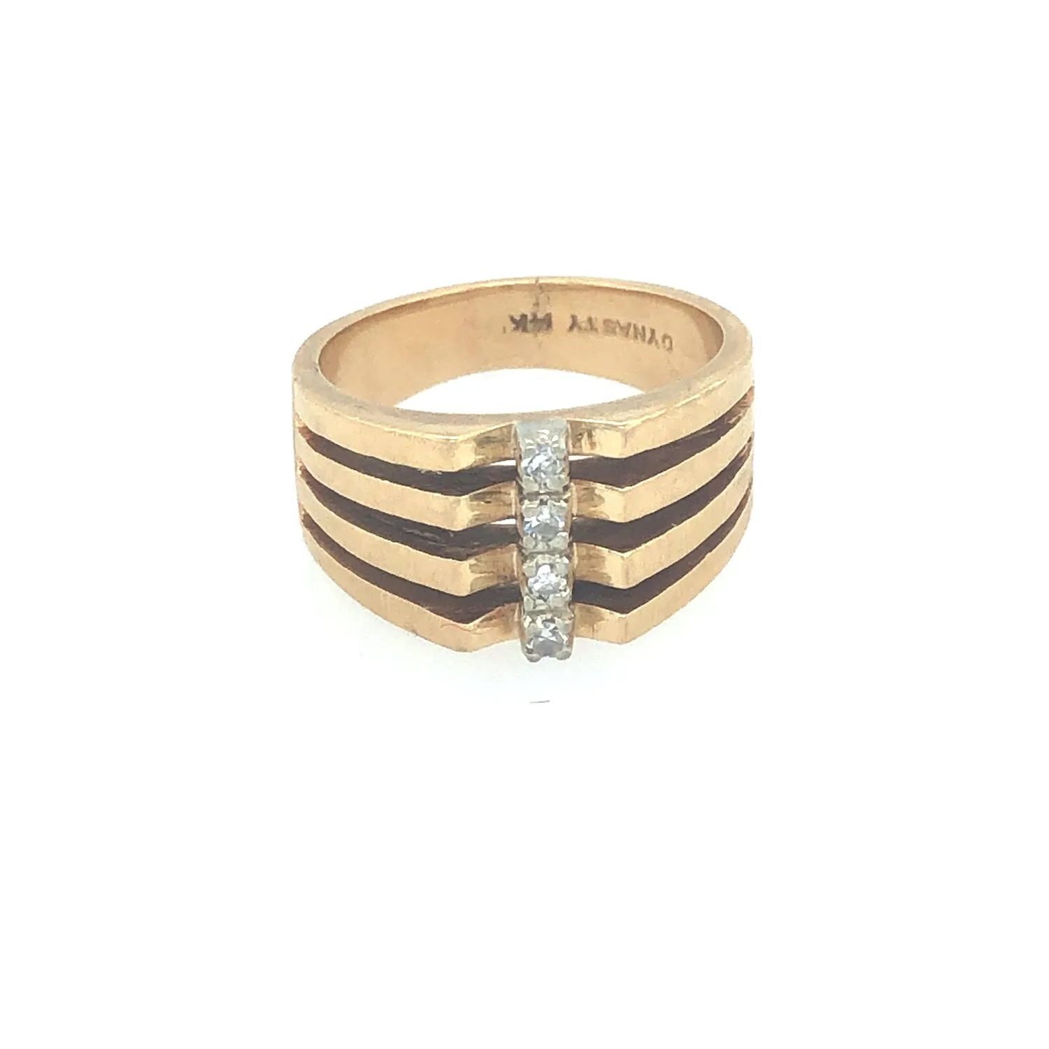 14k Gold and Diamond Modernist Ring