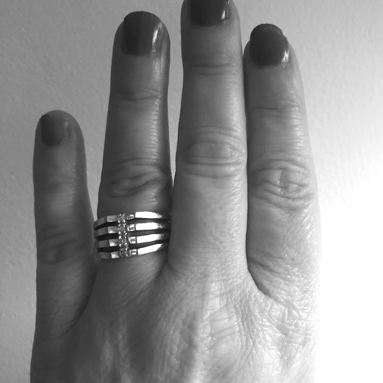 14k Gold and Diamond Modernist Ring